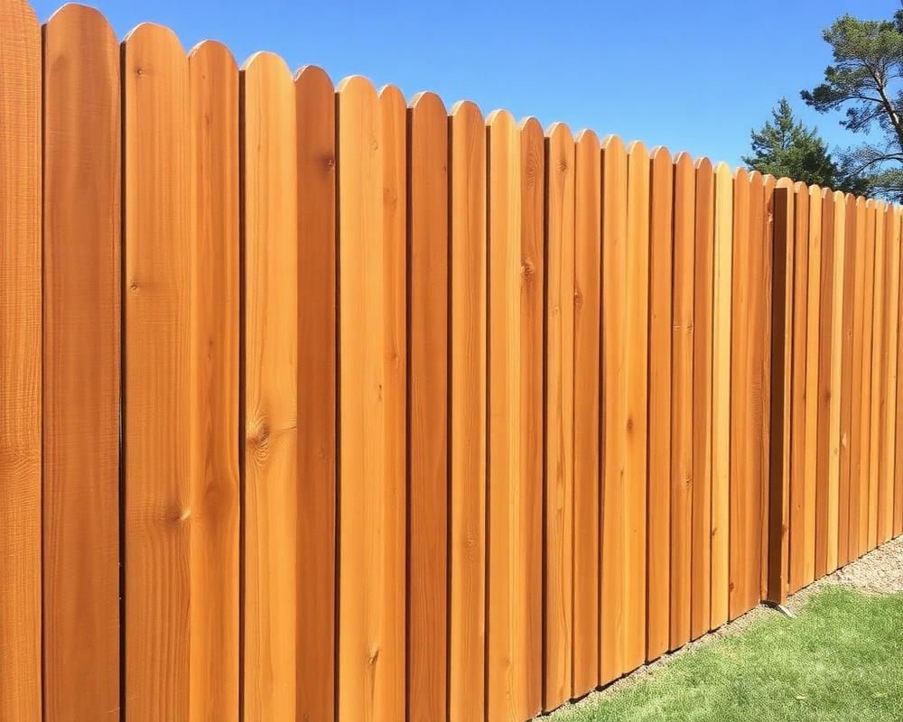 Freshly stained wood privacy fence — Rosenberg fence staining